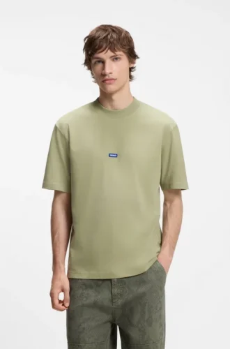 T-shirt i bomullsjersey med blå logotyp
