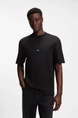 T-shirt i bomullsjersey med blå logotyp