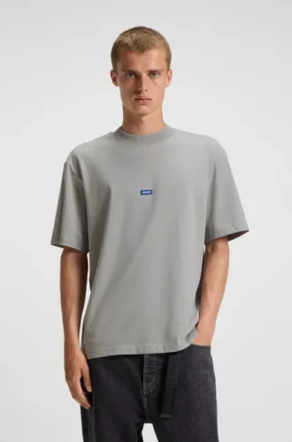 T-shirt i bomullsjersey med blå logotyp