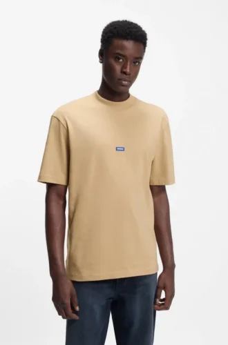 T-shirt i bomullsjersey med blå logotyp