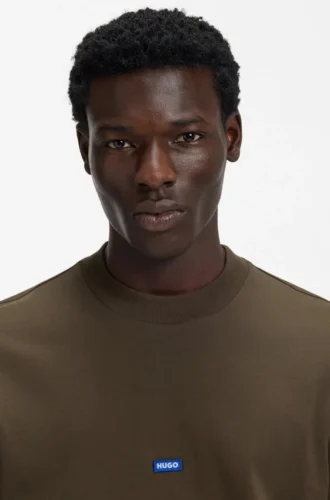 T-shirt i bomullsjersey med blå logotyp
