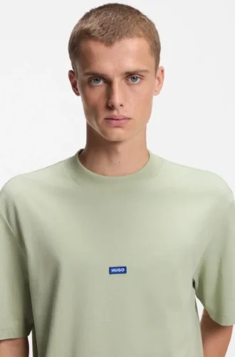 T-shirt i bomullsjersey med blå logotyp