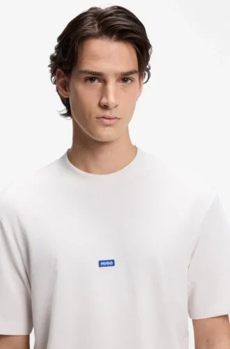 T-shirt i bomullsjersey med blå logotyp