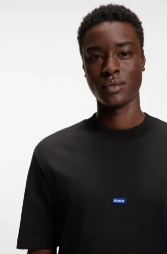 T-shirt i bomullsjersey med blå logotyp