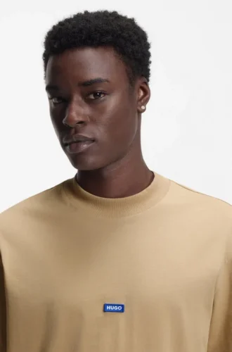 T-shirt i bomullsjersey med blå logotyp