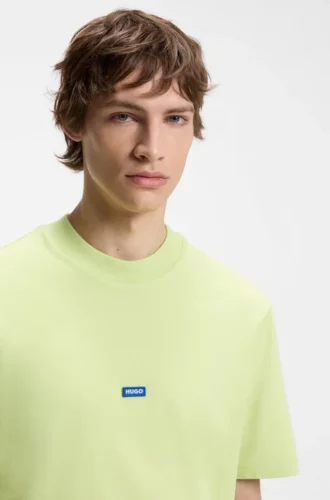 T-shirt i bomullsjersey med blå logotyp