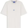 T-shirt i bomullsjersey med blå logotyp