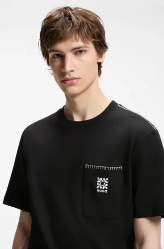 T-shirt i bomullsjersey med broderad logotyp