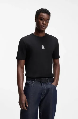 T-shirt i bomullsjersey med broderat logotypmotiv