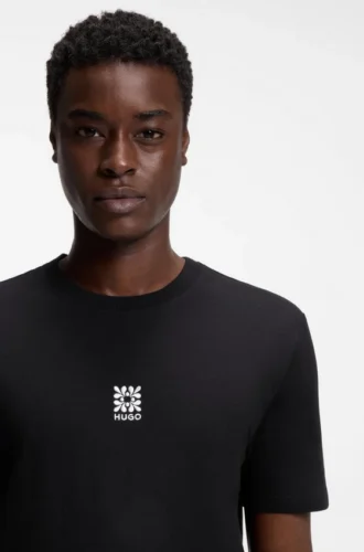 T-shirt i bomullsjersey med broderat logotypmotiv