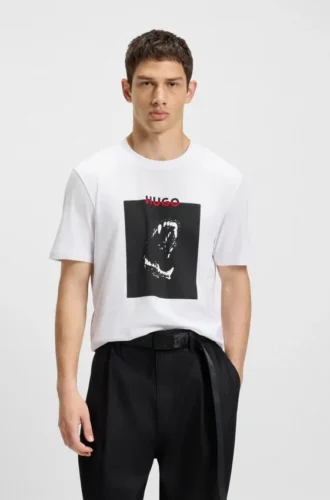 T-shirt i bomullsjersey med Dobermann-tryck