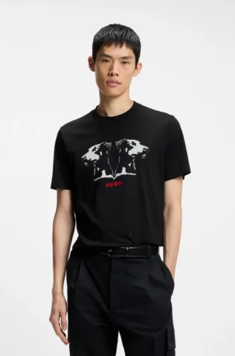T-shirt i bomullsjersey med Dobermann-tryck