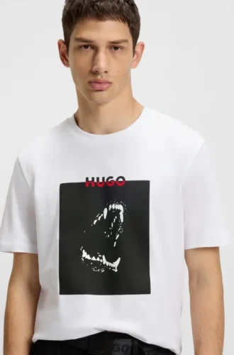 T-shirt i bomullsjersey med Dobermann-tryck