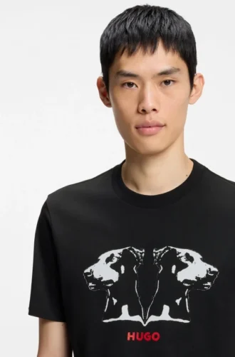 T-shirt i bomullsjersey med Dobermann-tryck