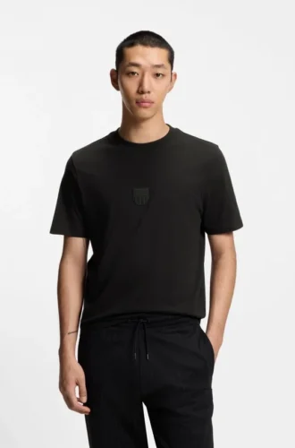 T-shirt i bomullsjersey med gummilogotyp