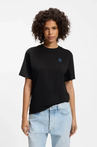 T-shirt i bomullsjersey med Happy HUGO-logotyp