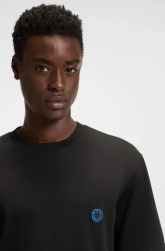 T-shirt i bomullsjersey med Happy HUGO-logotyp