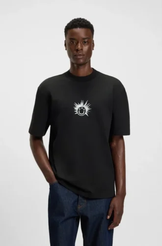 T-shirt i bomullsjersey med Happy HUGO-motiv