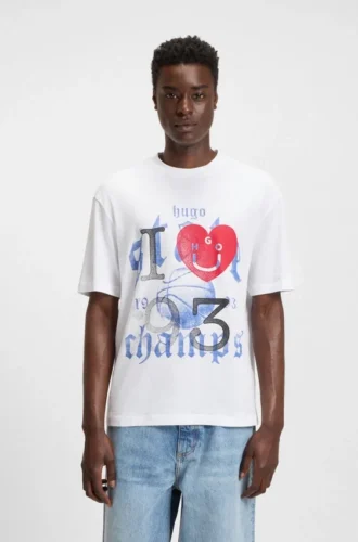 T-shirt i bomullsjersey med Happy HUGO-motiv