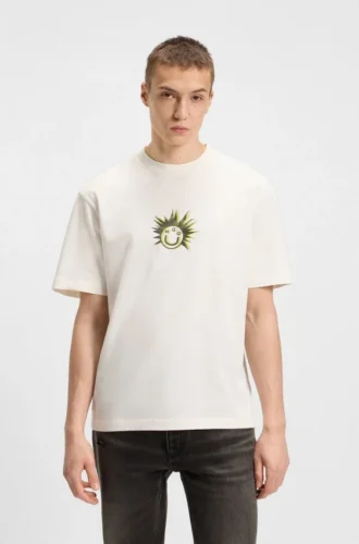 T-shirt i bomullsjersey med Happy HUGO-motiv