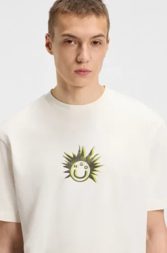 T-shirt i bomullsjersey med Happy HUGO-motiv