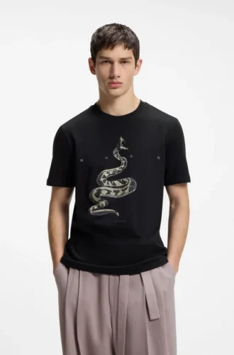 T-shirt i bomullsjersey med logotyp i distanserad stil
