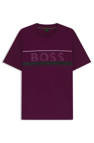 T-shirt i bomullsjersey med logotyp och ränder
