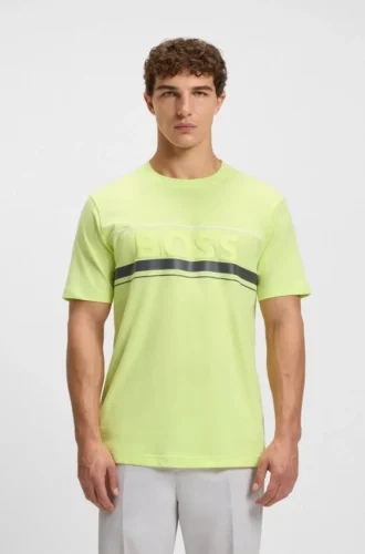 T-shirt i bomullsjersey med logotyp och ränder
