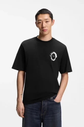T-shirt i bomullsjersey med marint motiv