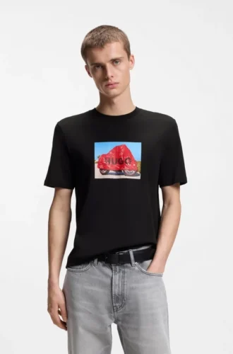T-shirt i bomullsjersey med motorcykelinspirerat tryck