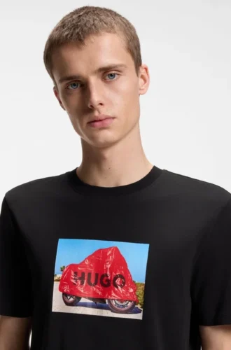T-shirt i bomullsjersey med motorcykelinspirerat tryck