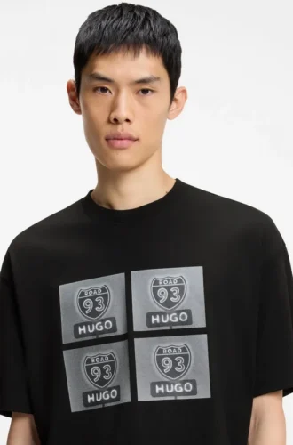 T-shirt i bomullsjersey med motorcykelinspirerat tryck