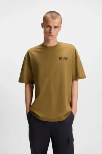T-shirt i bomullsjersey med pufftryckt logotyp