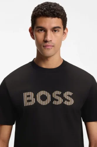 T-shirt i bomullsjersey med randigt tryck