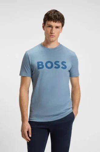 T-shirt i bomullsjersey med stort logotryck