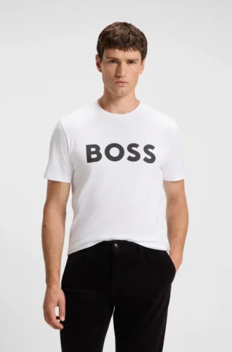 T-shirt i bomullsjersey med stort logotryck