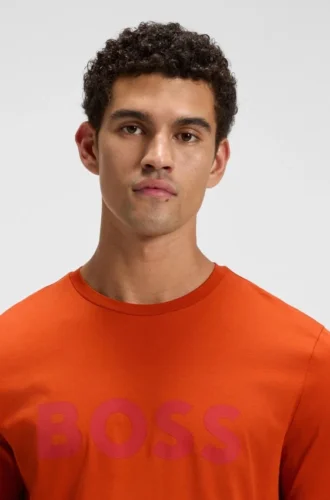 T-shirt i bomullsjersey med stort logotryck
