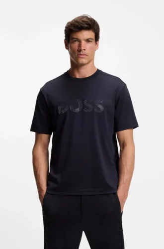 T-shirt i bomullsjersey med strukturerad logotyp