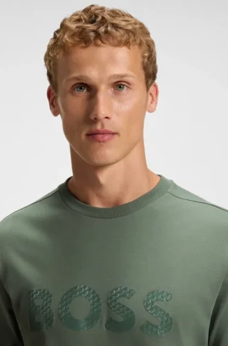 T-shirt i bomullsjersey med strukturerad logotyp
