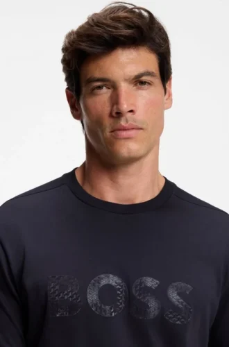 T-shirt i bomullsjersey med strukturerad logotyp