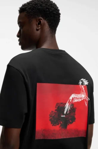 T-shirt i bomullsjersey med tryck på baksidan