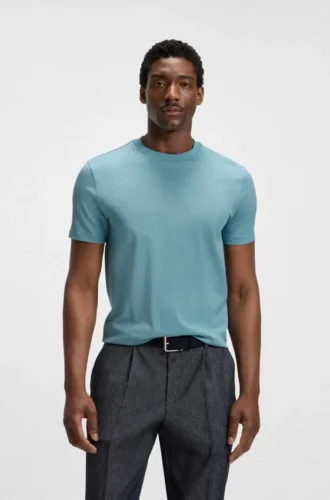 T-shirt i geometrisk jacquard i merceriserad bomull