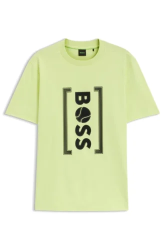 T-shirt i interlock-bomull med tryck i mesh