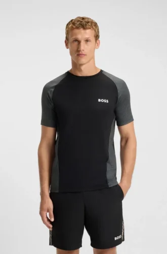 T-shirt i mesh-jersey med slim fit och färgblockering