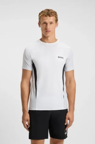 T-shirt i mesh-jersey med slim fit och färgblockering