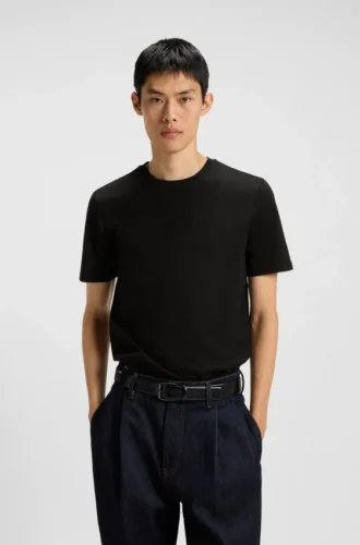 T-shirt i slim fit med merceriserad bomull
