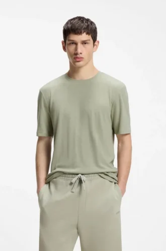 T-shirt i slub-interlock med smal passform