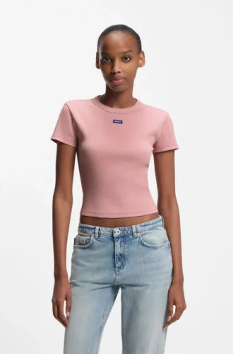 T-shirt i smal passform med logotyp i stretchbomull