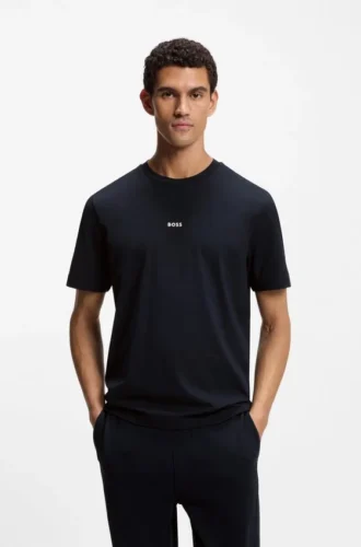 T-shirt i stretchbomull med kontrastlogotyp