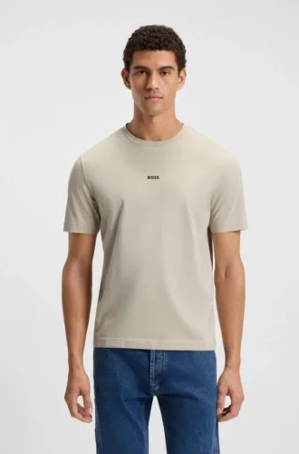 T-shirt i stretchbomull med kontrastlogotyp